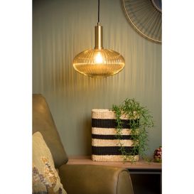 Lucide Hanglamp Maloto amber rond 30 cm