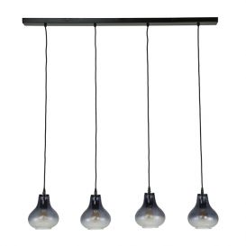 Hanglamp Kegel 4-lichts glass / grijs