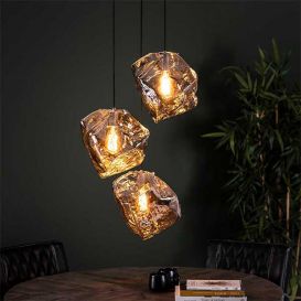 Aanbieding: Hanglamp 3 lampen rock chromed glas