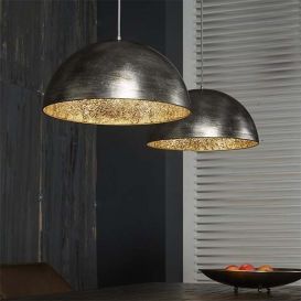 Hanglamp Oud zilveren-spiegel 2 lampen