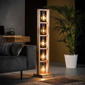 Vloerlamp modulo houten frame 5 lampen